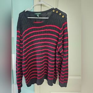 Lauren Ralph Lauren Crew Neck Knit Sweater Women 3X Red/Black